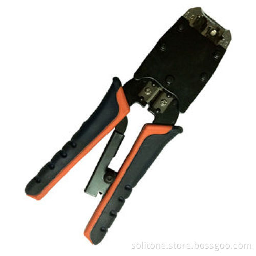 Crimping Tool for 8P8C/RJ45, RJ12/6P6C, RJ11/6P4C, 6P2C with Ratchet, Made of Excellent Metal Strip